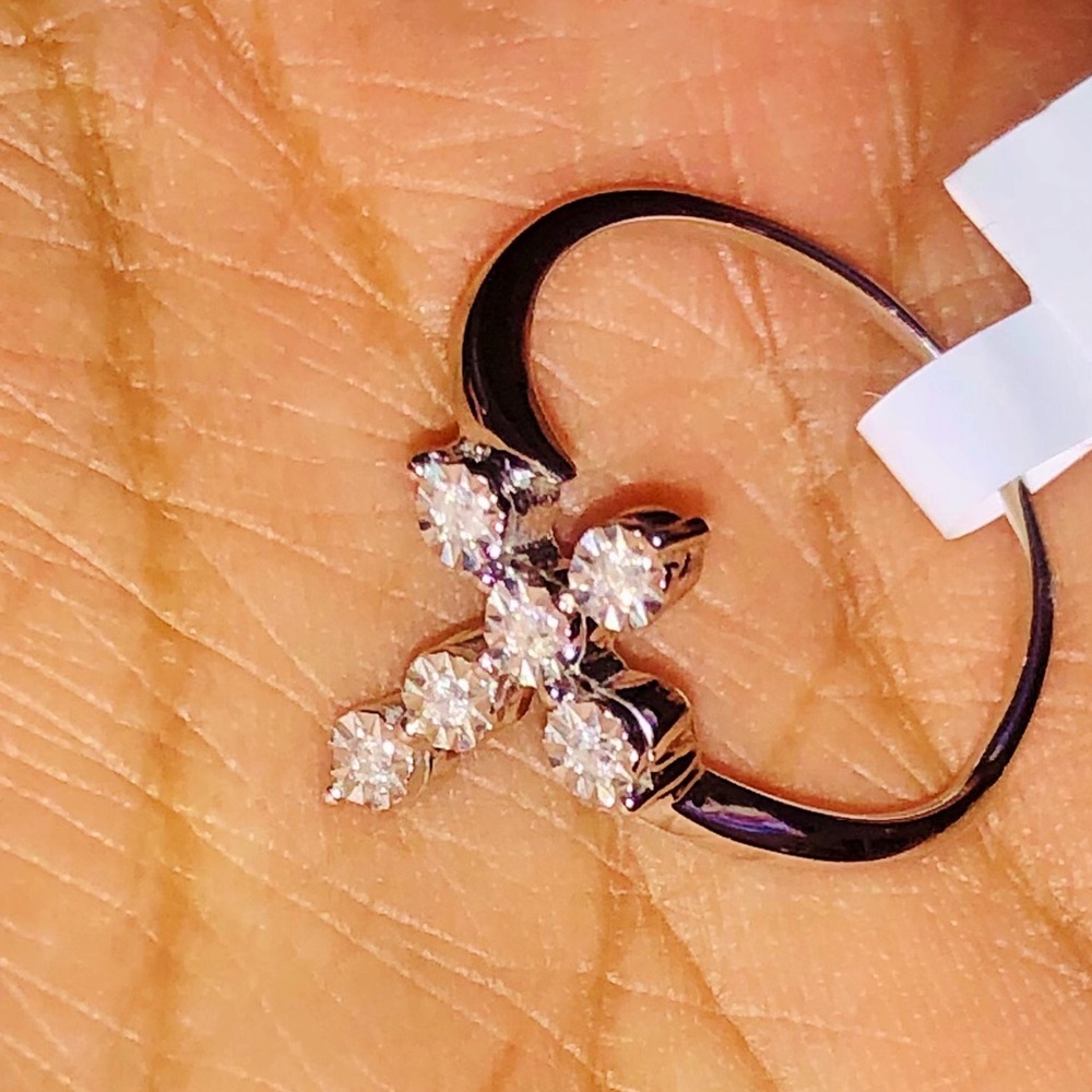 BEAUTIFUL GIFT! HUGE SALE REAL DIAMOND Cross Ring - Picture 6 of 11